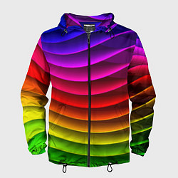 Ветровка с капюшоном мужская Color line neon pattern Abstraction Summer 2023, цвет: 3D-черный