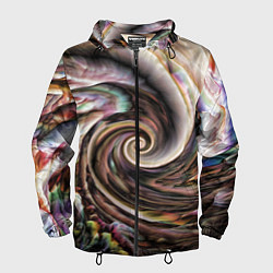 Ветровка с капюшоном мужская Картина-абстракция Ураган, цвет: 3D-черный