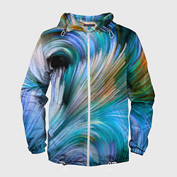 Ветровка с капюшоном мужская Абстрактная красочная композиция Полосы Abstract c, цвет: 3D-белый