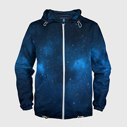 Ветровка с капюшоном мужская Космическая ночь, цвет: 3D-белый