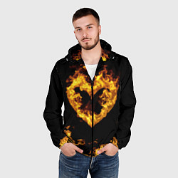Ветровка с капюшоном мужская Fire Heart, цвет: 3D-черный — фото 2