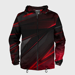 Ветровка с капюшоном мужская Красно-черный фон, цвет: 3D-черный
