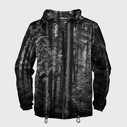 Ветровка с капюшоном мужская Темный жуткий лес, цвет: 3D-черный