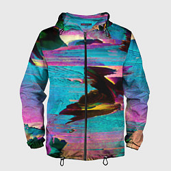 Ветровка с капюшоном мужская Multicolored vanguard glitch, цвет: 3D-черный