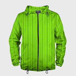 Ветровка с капюшоном мужская Зеленые узоры из линий, цвет: 3D-черный