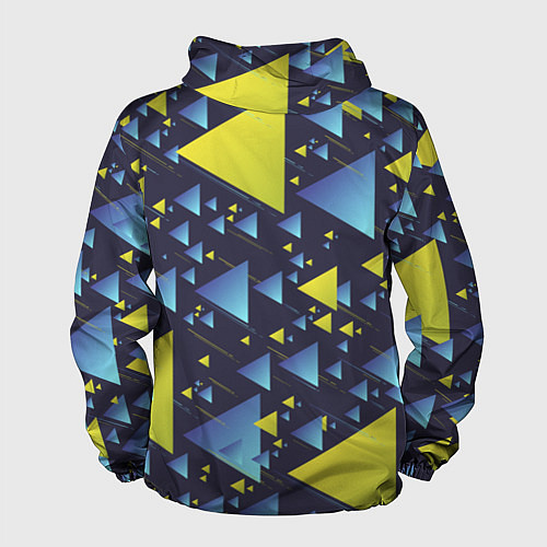 Мужская ветровка Абстракция Из Жёлтых и Синих Треугольников На Тёмн / 3D-Черный – фото 2