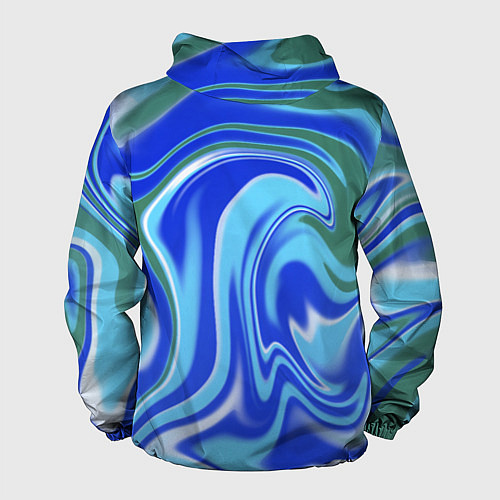 Мужская ветровка Тай-дай с синим, зелёным и белым цветом / 3D-Черный – фото 2