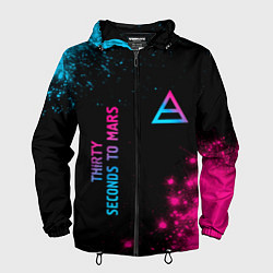 Ветровка с капюшоном мужская Thirty Seconds to Mars Neon Gradient, цвет: 3D-черный