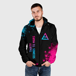 Ветровка с капюшоном мужская Thirty Seconds to Mars Neon Gradient, цвет: 3D-черный — фото 2