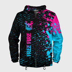 Ветровка с капюшоном мужская Free Fire - neon gradient: по-вертикали, цвет: 3D-черный