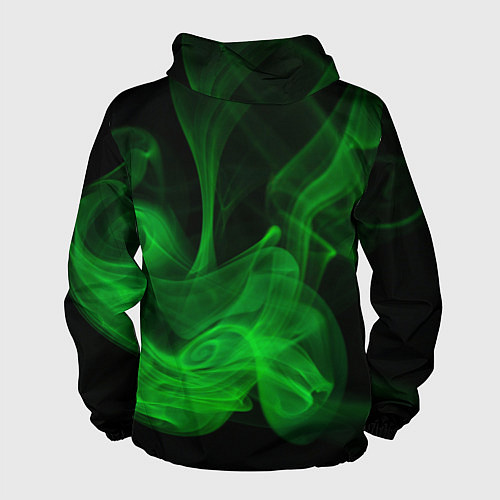 Мужская ветровка Зелёный абстрактный дым / 3D-Черный – фото 2