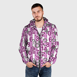 Ветровка с капюшоном мужская Бело-розовый узор Арифметика, цвет: 3D-черный — фото 2