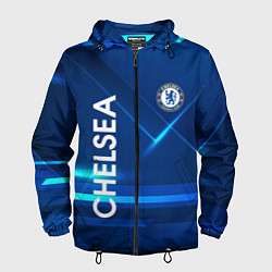 Ветровка с капюшоном мужская Chelsea Синяя абстракция, цвет: 3D-черный