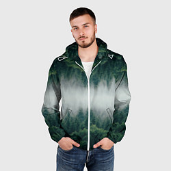 Ветровка с капюшоном мужская ЗЕРКАЛЬНЫЙ ТУМАННЫЙ ЛЕС, цвет: 3D-белый — фото 2
