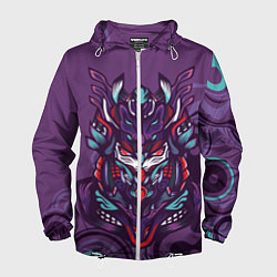 Ветровка с капюшоном мужская Японский стиль- узорная маска, цвет: 3D-белый