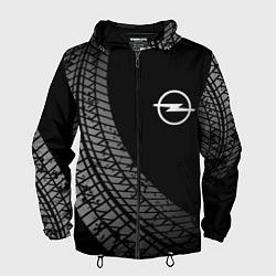 Ветровка с капюшоном мужская Opel tire tracks, цвет: 3D-черный