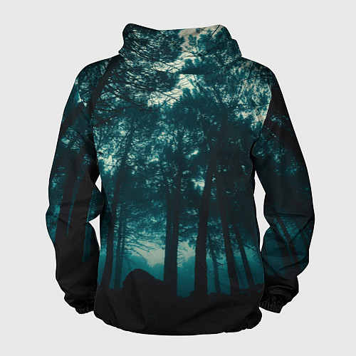Мужская ветровка Тёмный лес на закате / 3D-Черный – фото 2