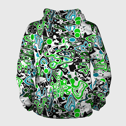 Мужская ветровка Зелено-голубой абстрактный узор / 3D-Черный – фото 2