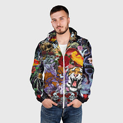 Ветровка с капюшоном мужская Рисунок в стиле tatoo, цвет: 3D-белый — фото 2