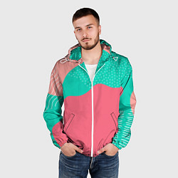 Ветровка с капюшоном мужская Абстракция минимализм, цвет: 3D-белый — фото 2