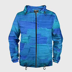 Ветровка с капюшоном мужская Синие мазки краски, цвет: 3D-черный