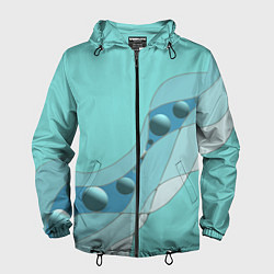Ветровка с капюшоном мужская Голубая геометрическая абстракция Круги и сферы Го, цвет: 3D-черный