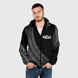 Ветровка с капюшоном мужская Chery tire tracks, цвет: 3D-черный — фото 2