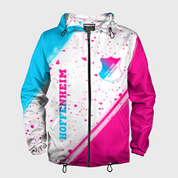 Ветровка с капюшоном мужская Hoffenheim neon gradient style: надпись, символ, цвет: 3D-черный