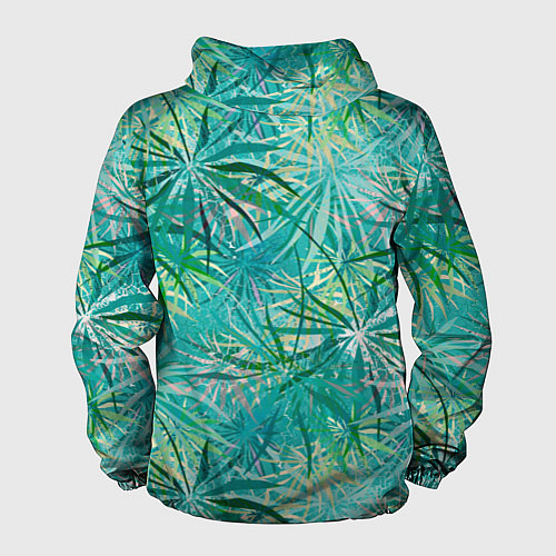 Мужская ветровка Тропические листья на зеленом фоне / 3D-Черный – фото 2