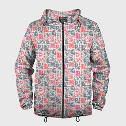 Ветровка с капюшоном мужская Буквы и солнце, цвет: 3D-черный