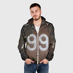 Ветровка с капюшоном мужская Номер 99 на ржавом металле, цвет: 3D-белый — фото 2