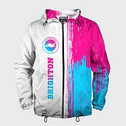 Ветровка с капюшоном мужская Brighton neon gradient style: по-вертикали, цвет: 3D-черный