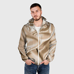 Ветровка с капюшоном мужская Струящаяся золотистая ткань, цвет: 3D-белый — фото 2