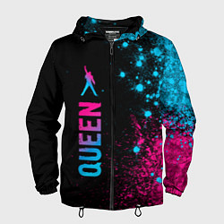 Ветровка с капюшоном мужская Queen - neon gradient: по-вертикали, цвет: 3D-черный