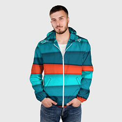 Ветровка с капюшоном мужская Геометрические непараллельные пластины, цвет: 3D-белый — фото 2