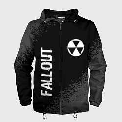 Ветровка с капюшоном мужская Fallout glitch на темном фоне: надпись, символ, цвет: 3D-черный