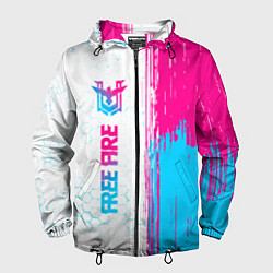 Ветровка с капюшоном мужская Free Fire neon gradient style: по-вертикали, цвет: 3D-черный