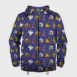 Ветровка с капюшоном мужская Halloween pattern, цвет: 3D-черный