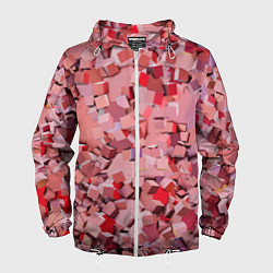 Ветровка с капюшоном мужская Розовые кубы, цвет: 3D-белый