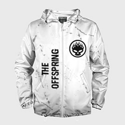 Ветровка с капюшоном мужская The Offspring glitch на светлом фоне: надпись, сим, цвет: 3D-белый