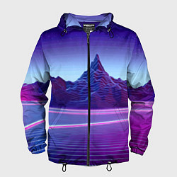 Ветровка с капюшоном мужская Neon mountains - Vaporwave, цвет: 3D-черный
