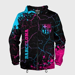 Ветровка с капюшоном мужская Barcelona - neon gradient: надпись, символ, цвет: 3D-черный