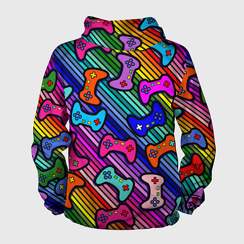 Мужская ветровка Многоцветные полоски с джойстиками / 3D-Черный – фото 2