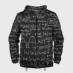 Ветровка с капюшоном мужская Геометрические формулы, цвет: 3D-черный
