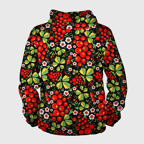 Мужская ветровка Русские узоры - цветы и ягоды / 3D-Черный – фото 2