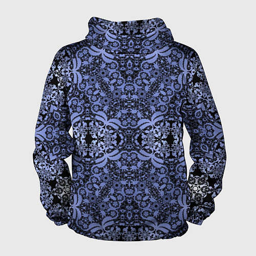 Мужская ветровка Ажурный модный кружевной синий узор / 3D-Черный – фото 2