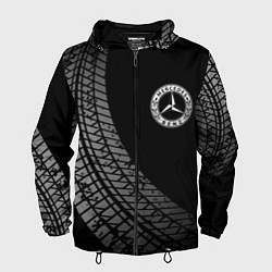 Ветровка с капюшоном мужская Mercedes tire tracks, цвет: 3D-черный