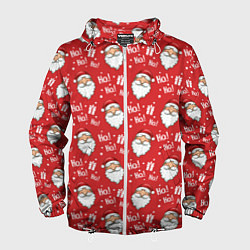 Ветровка с капюшоном мужская Дед Мороз - Санта Клаус, цвет: 3D-белый