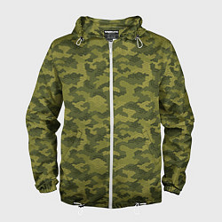 Ветровка с капюшоном мужская Милитари звезды, цвет: 3D-белый