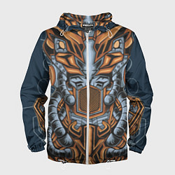 Ветровка с капюшоном мужская Меха-робот, цвет: 3D-белый